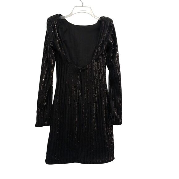 Forever 21 Black Sequin Bodycon Mini Dress Sz S SPARKLE Party Holiday New Years - Picture 3 of 16